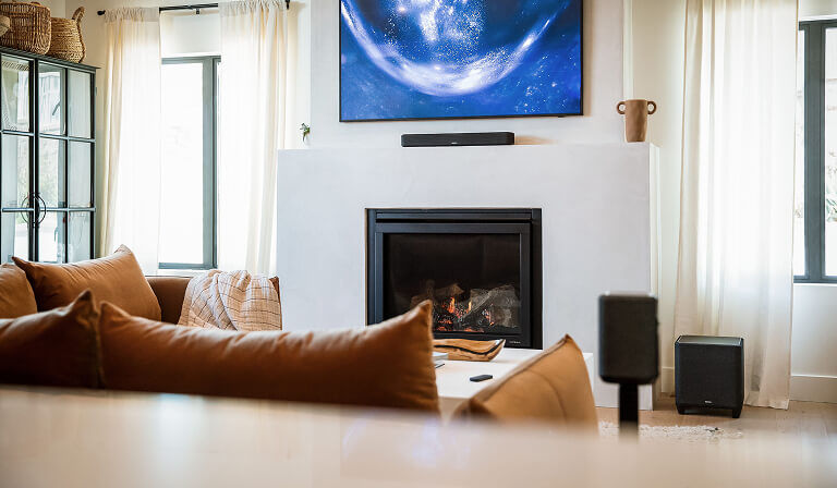 A tv room with a home theater system
