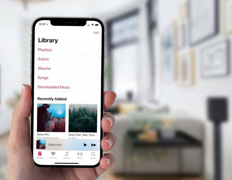 A phone streaming music A phone streaming music