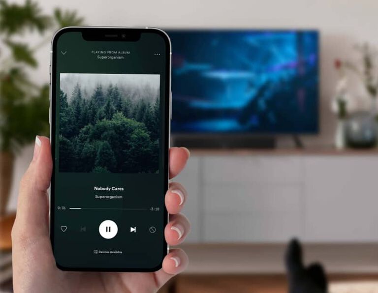 A phone streaming music A phone streaming music