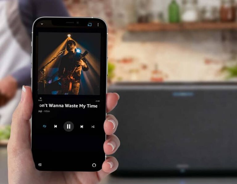 A phone streaming music A phone streaming music