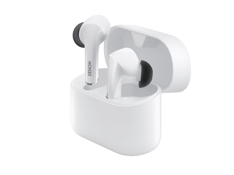 Denon Noise Cancelling Earbuds, White, dynamic