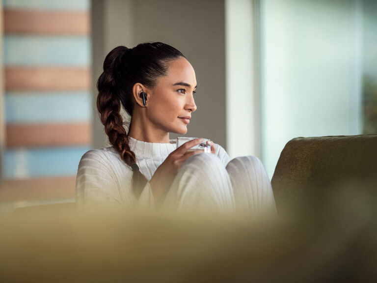 Denon Wireless Earbuds, Black, dynamic