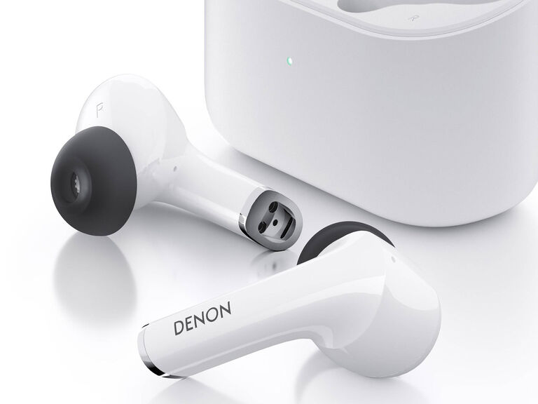 Denon Noise Cancelling Earbuds, White, dynamic